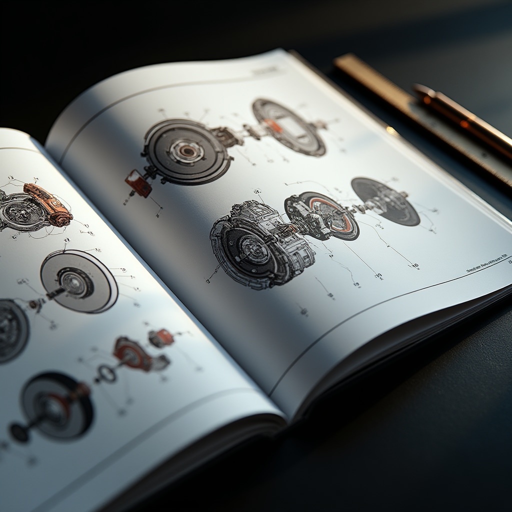 Catalogo ricambi automotive aperto con esplosi tecnici